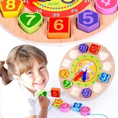 Simingyou 4 Modele Puzzle 1 Bucată Animal Desene Animate Jucărie Educativă Ceas Digital din Lemn pentru Copii