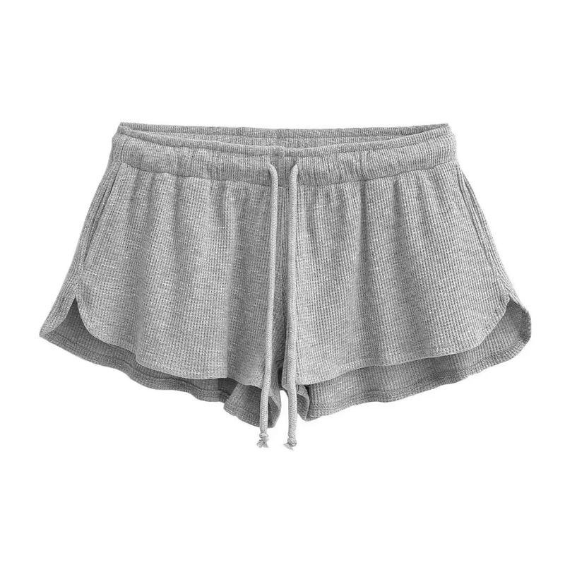 BM Sense Waffle Low Waist Shorts Gyaru Wind Drawstring Casual Pants Women Summer Loose Slimming Wide Leg Sports Pants