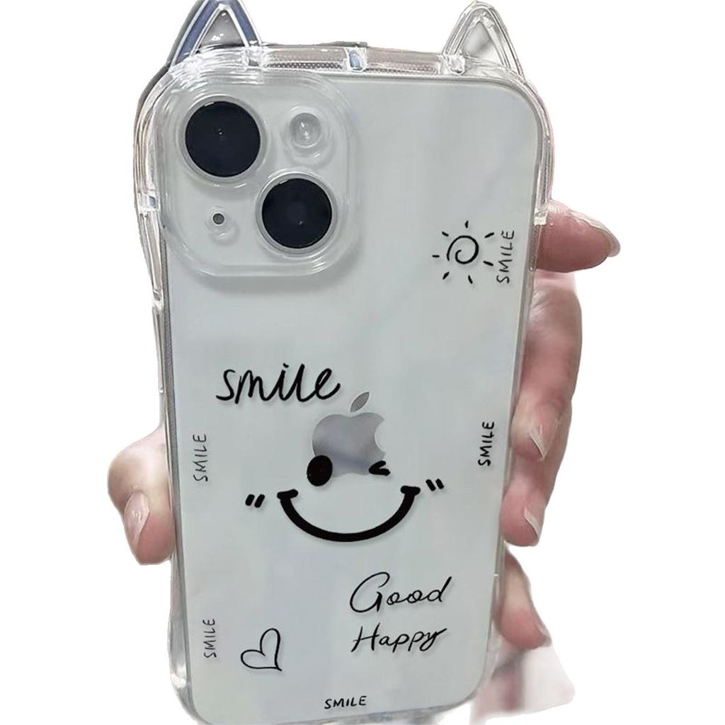 High-End Simple Transparent Cat Ears for Apple Phone Case Advanced Mobile Phone Accessories