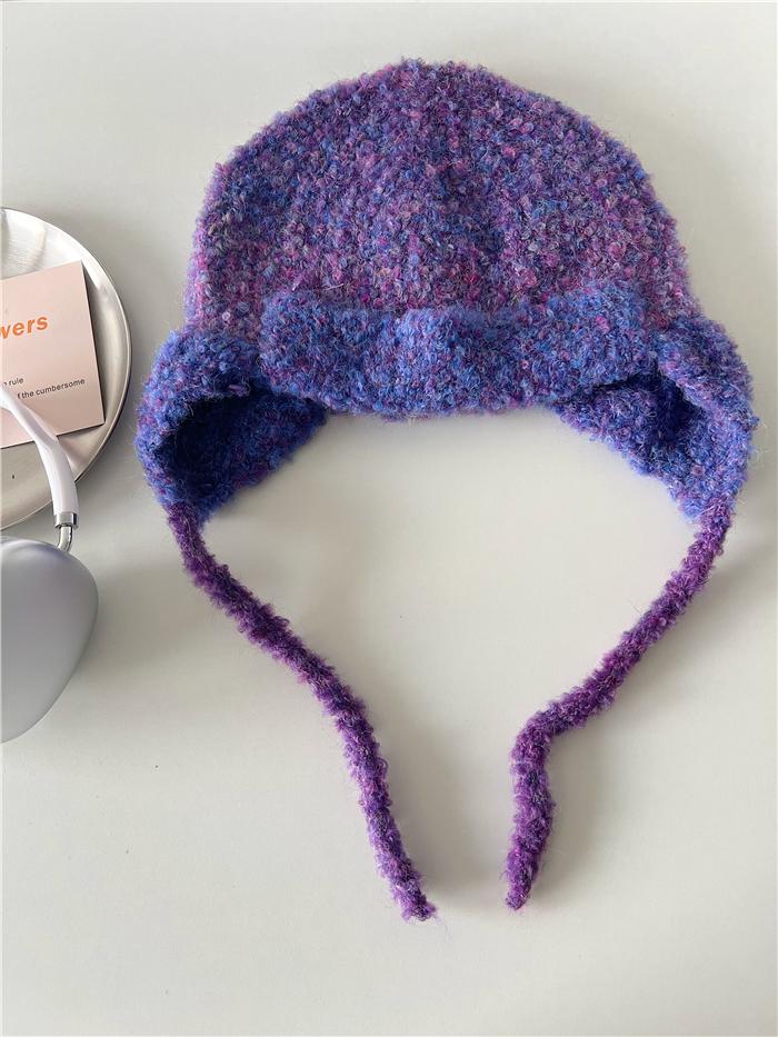 Hat Winter Female Gradual Change Show Face Small Ear Protector Wool Hat Warm Knitted Hat Versatile Cold Hat Tide