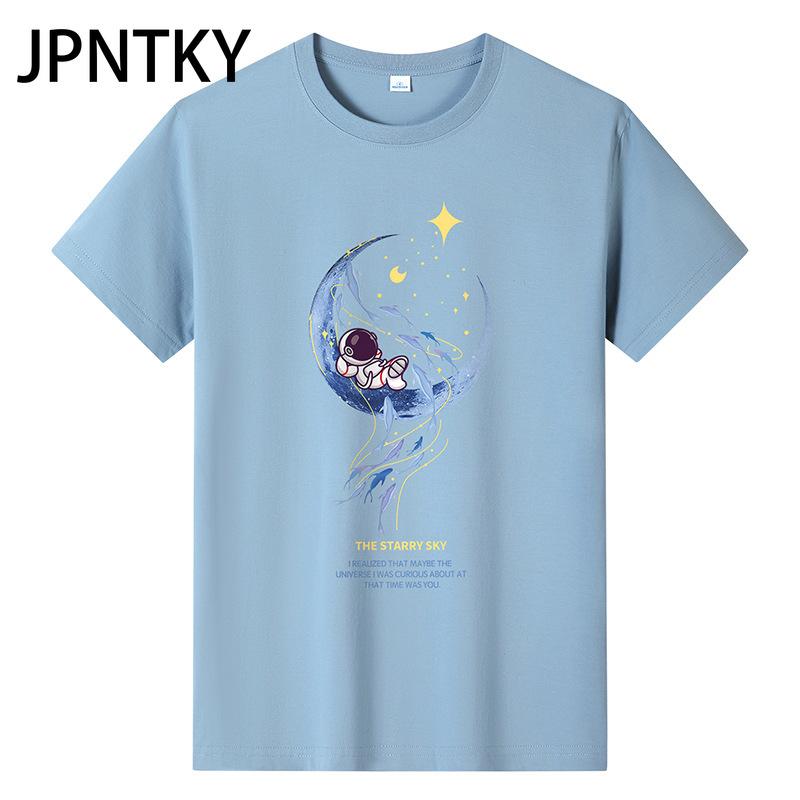 JPNTKY Cotton Short Sleeve T-shirt Men's Fashion Loose Half Sleeve Shirt Printed Compassionate Shirt