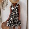 Sommermode Böhmisch Bedrucktes Plisseekleid Damen Locker V-Ausschnitt Lässig