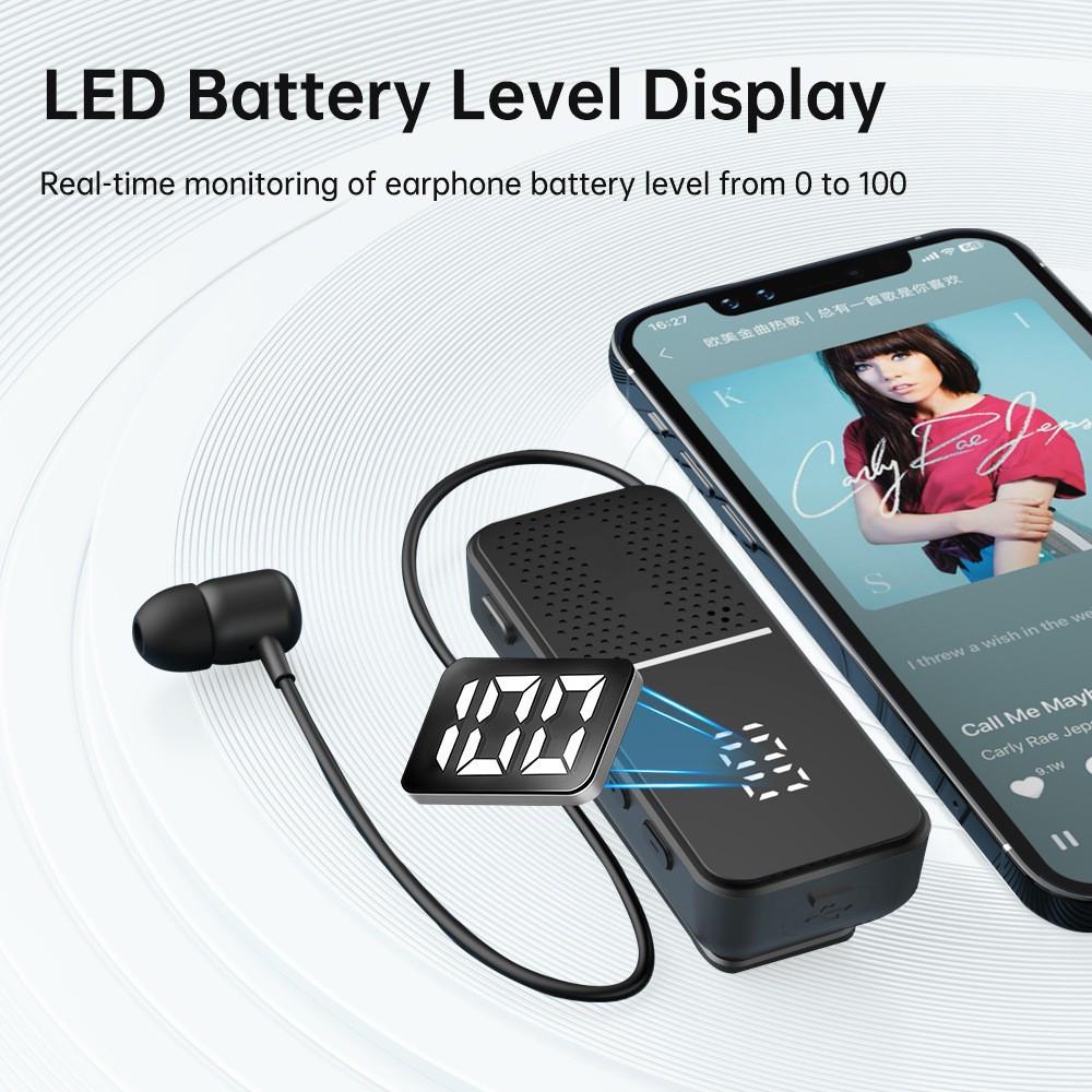 2025 Clip-On Wireless Bluetooth In-Ear Headphones with Digital Display, Noise Reduction & Long Battery Life for Sports & Business