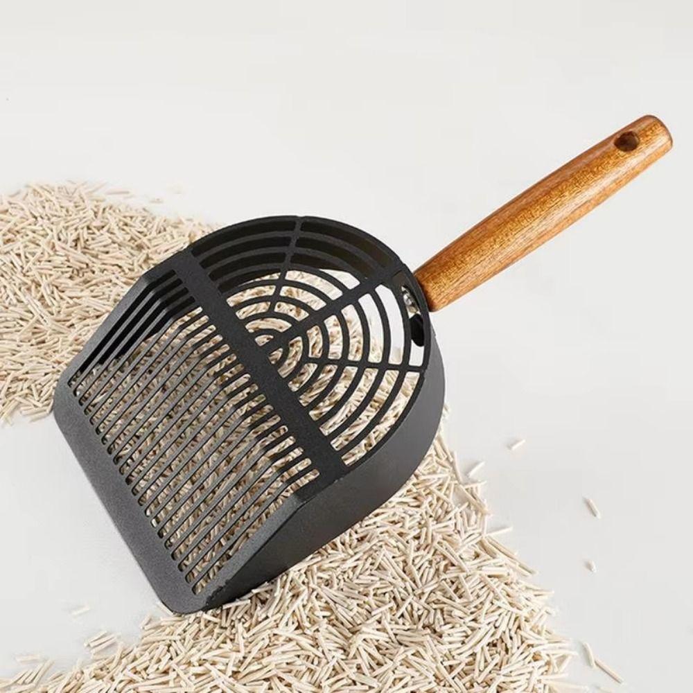 Stainless Steel Cat Litter Scoop Long Wood Handle Toilet Garbage Picker  Cleaning Tool