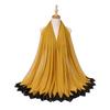 New Pearl Chiffon Malaysia Fashion Black Lace Scarves Muslim Shawl Plain Soft Turban Head Wraps Headband