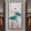 Abstract Flower Picture Canvas Painting New Chinese Golden Luxury Lotus Posters and Prints Wall Picture for Porch Home Decor
