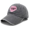 Cotton Washed Hat Snapback Adjustable Women For Cap Baseball Pink Black Stitched Stitching Embroidered Heart Love Womens Neutral Gender  Men Hats