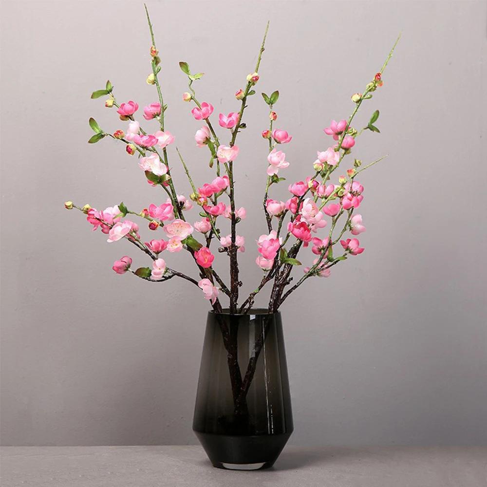 

4pcs Artificial Cherry Blossom Flower Branches Silk Peach Spring Wedding Decoration Plum Blossom Wedding Arrangement Accessories