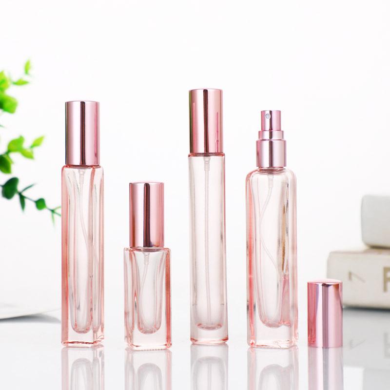Translucent Pink Glass Spray Perfume Bottle, 10ml - Portable Cosmetic Sample Bottle