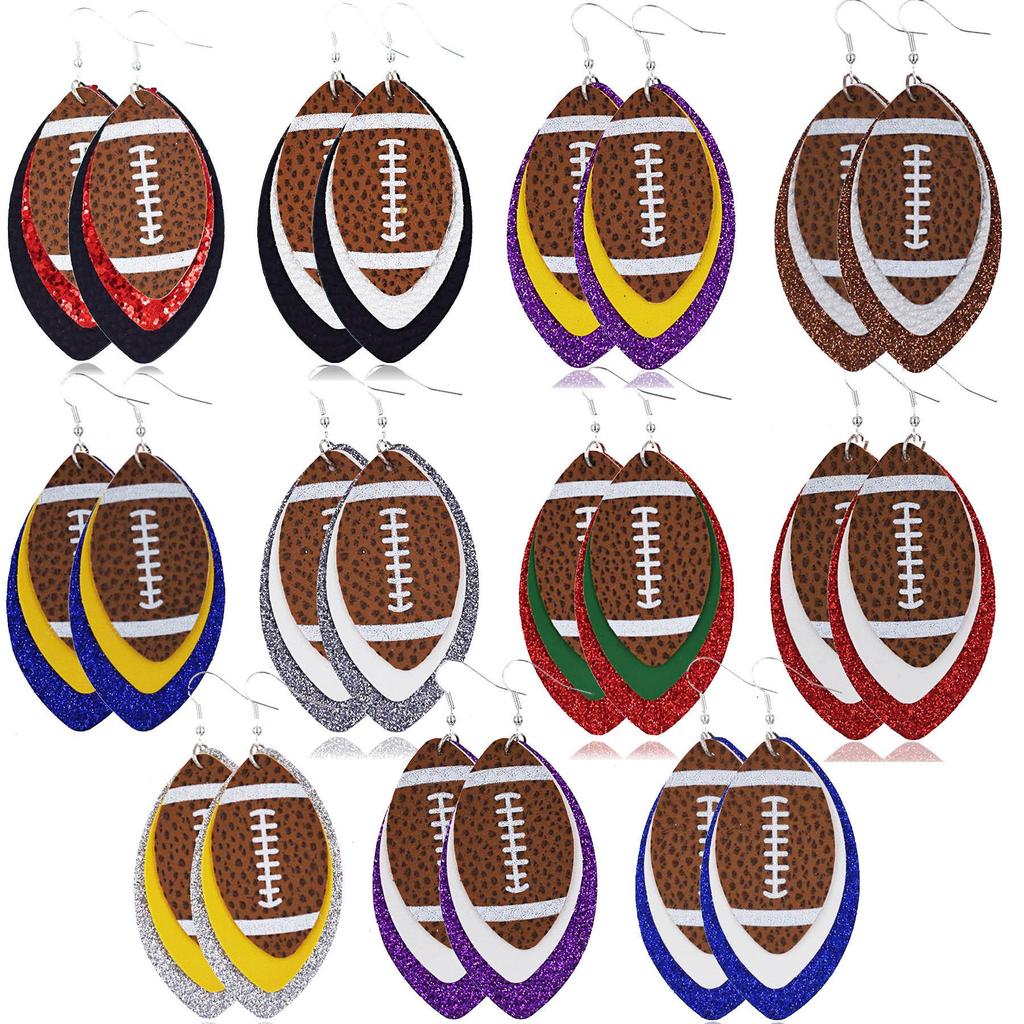 Multilayer Rugby Droplet Leather Earrings Summer Christmas Leather Earrings