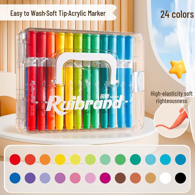 60-Color Washable Acrylic Markers: Watercolor Pens for Children's Art and School Projects