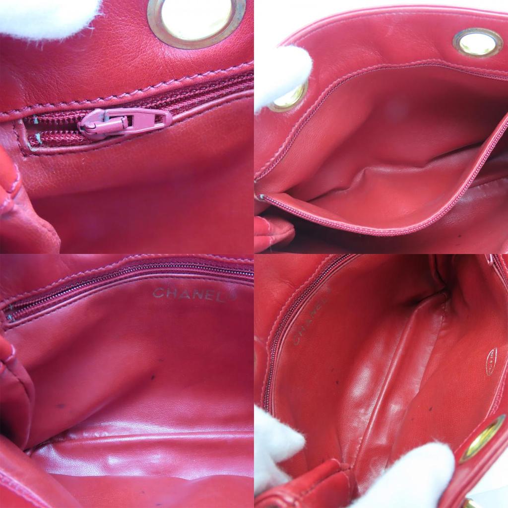 Used CHANEL Shoulder Bag Bicolole Chain lambskin Red Mini bag