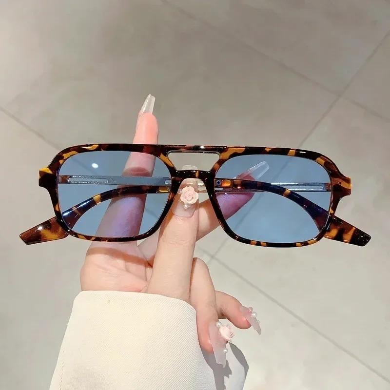 Small Vintage Square Sunglasses Women Brand Designer Mirror Sun Glasses Female Fashion Retro Leopard Frame Blue