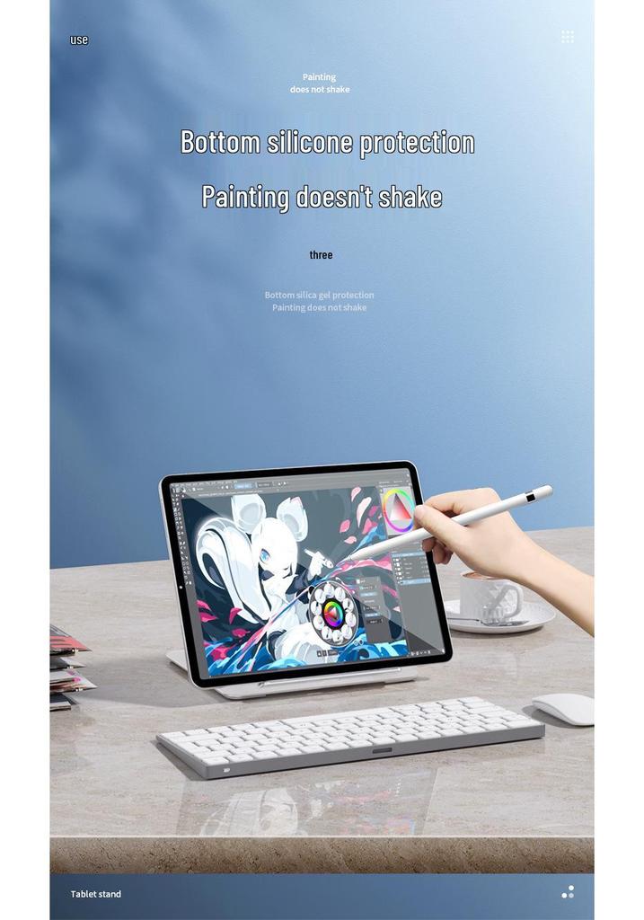 Adjustable Aluminum Tablet & Phone Stand: Foldable, Telescopic, Rotating, Portable.