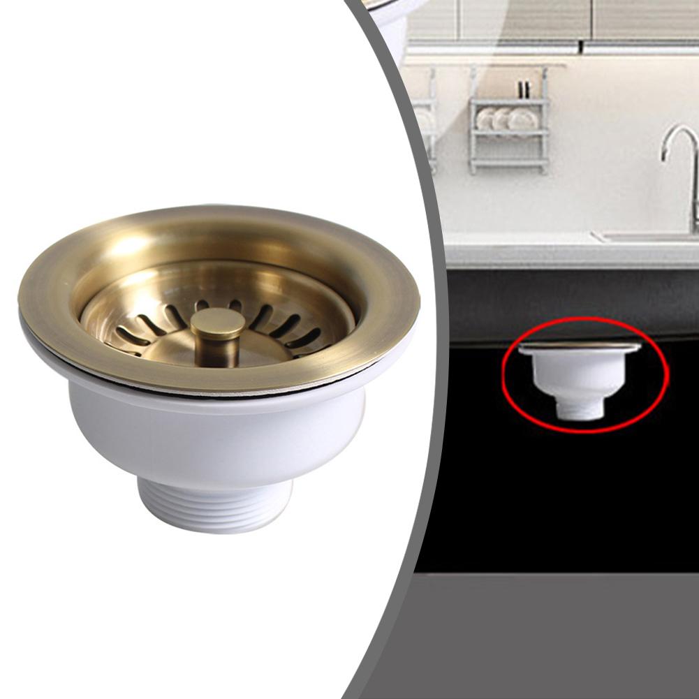 Efficient Drainage Waste Drainer PVD Copper Plating Kitchen Sink Basket Strainer Mm Launching Diameter Waste Drainer Accessory