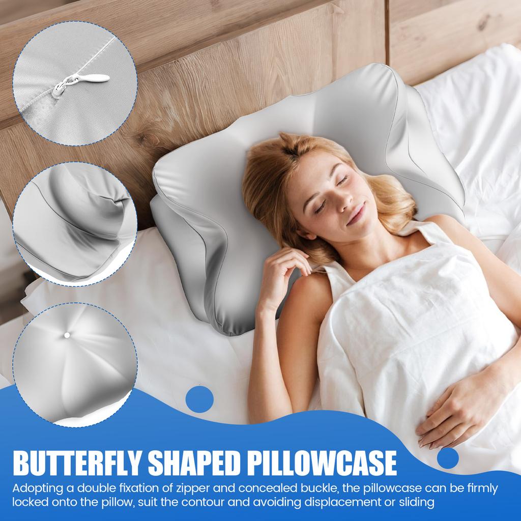 Butterfly Shaped Contour Pillow Cover with Zipper Closure Soft Smooth Cervical Neck Pillowcase Bedding No Filler Included