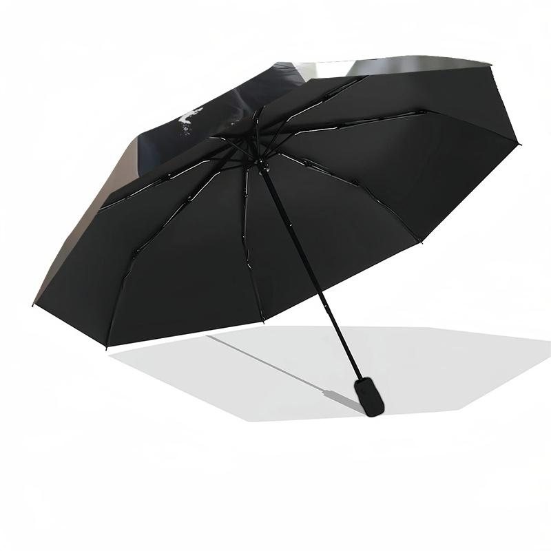 Black Horse In Snow: Automatic Opening/Closing Umbrella with Foldable Design, Ideal for Fans, Travelers, Daily Use, and Festive Gifts!112520