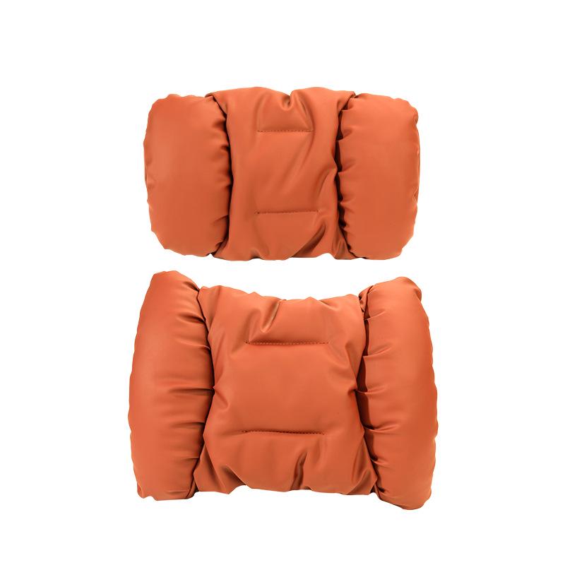 Luxury Leather Car Neck & Lumbar Support Pillow Set