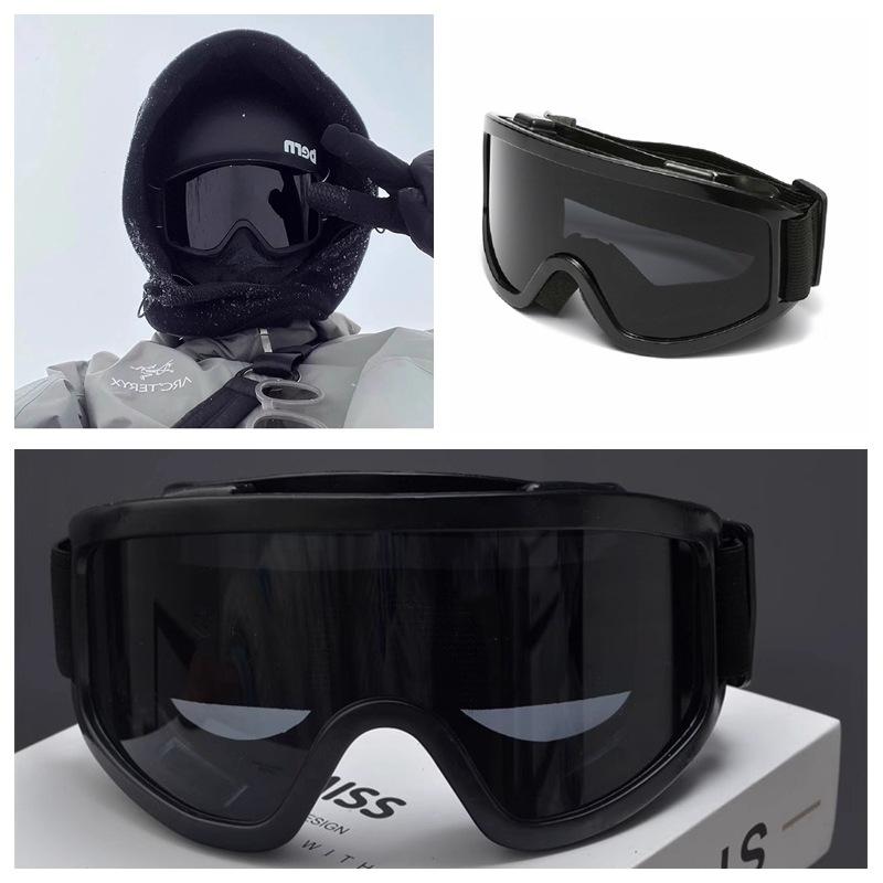 Winter ski glasses for men, suitable for wearing with prescription lenses, mountaineering equipment for women, outdoor ski goggles, snow climbing Black Frame Black and Gre