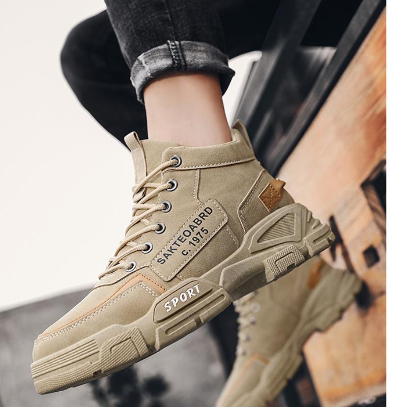 Pantofi de lucru de modă cu vârf înalt, pentru drumeții, exterior, bărbați, piele, adidași de trekking, masculin, cu șireturi, pentru alpinism, vânătoare, încălțăminte, pânză, cizme de lucru