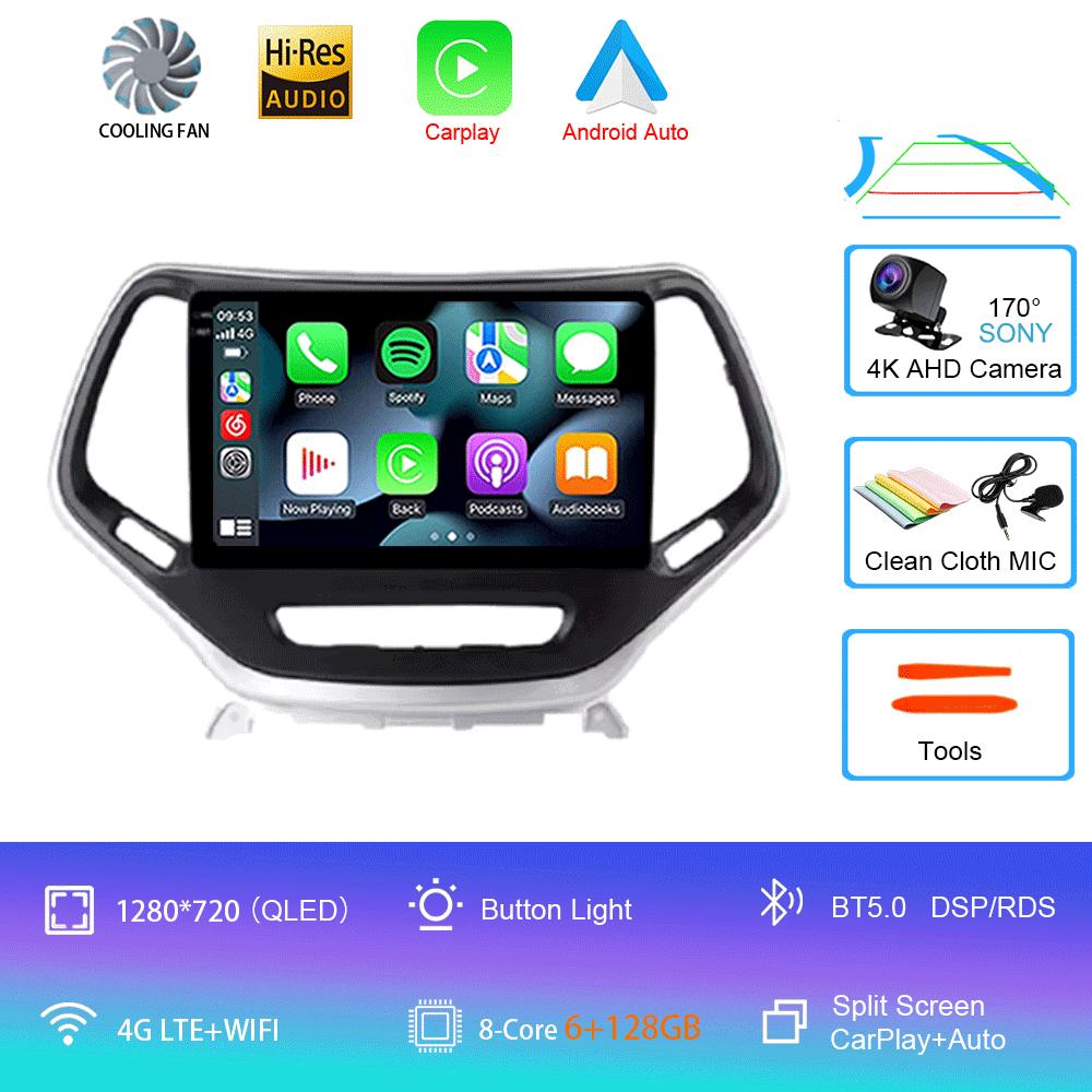 For Jeep Cherokee 5 KL 2014 -2018 Android 14 Car Radio Stereo Multimedia Navigation GPS Wireless Carplay Auto Video Player WIFI