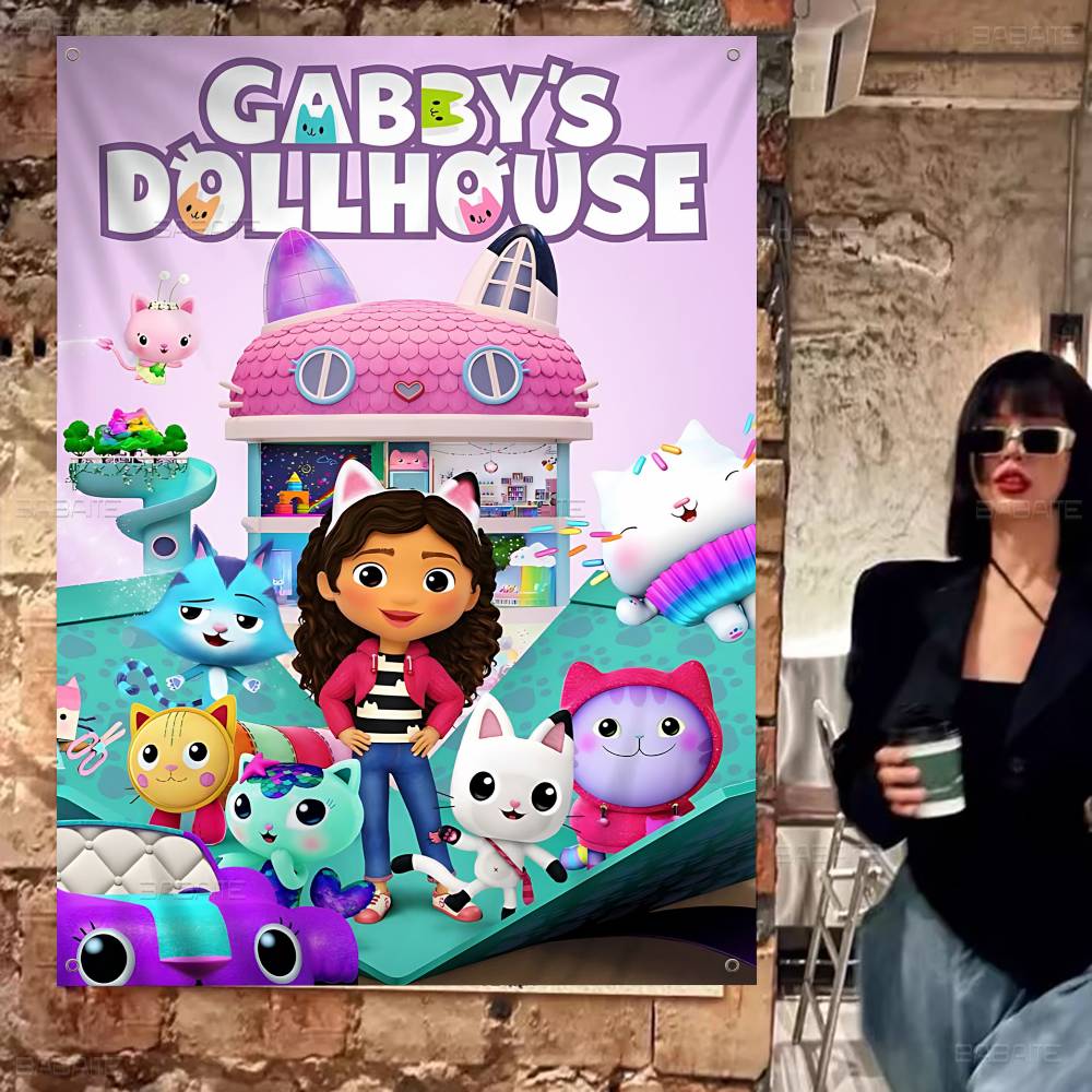 Funny Vintage GGabbys Classic Dollhouse Large Size Flags Printing Patterns Interesting Birthday Party Decorations Banner