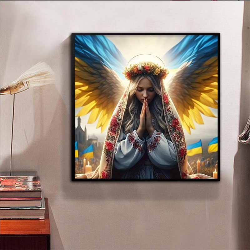 New Arrival 5D DIY Full Circle Diamond Painting "Girl Praying" Embroidery Cross Stitch Home Decor Gift