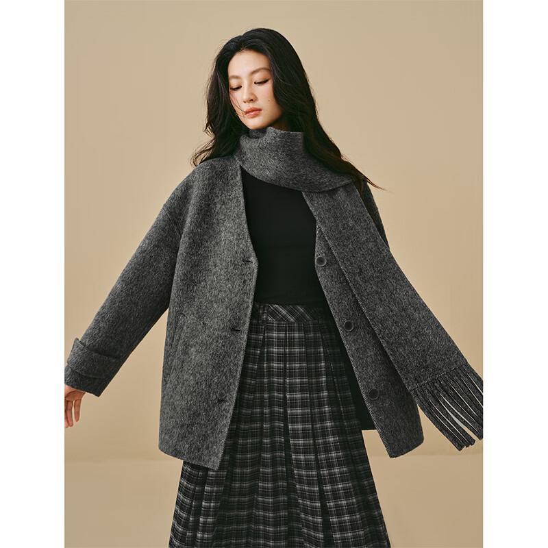 INMAN Women's Alpaca Silk Blend Double-Faced Wool Coat