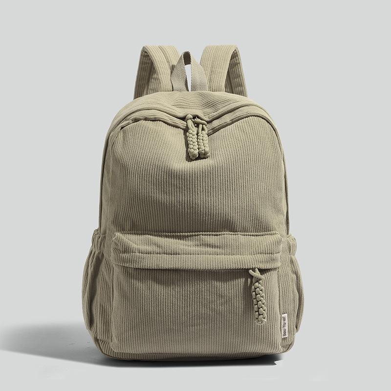 

New schoolbag female Korean version Harajuku junior high school college student backpack ins wind large capacity simple velvet backpack хаки