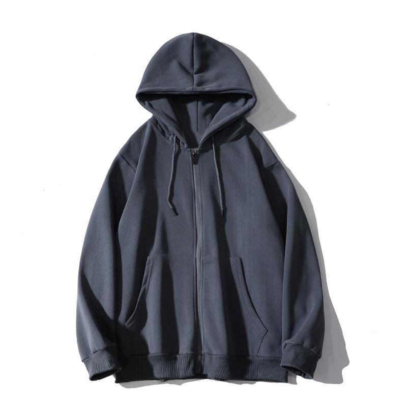 Pánský 2024 Podzimní Ležérní Jednobarevný Kardiganová Bunda s Kapucí na Zip