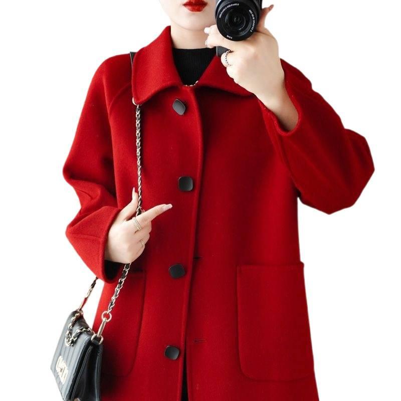 Double-sided Woolen Coat Womens Woolen Coat Medium and Long