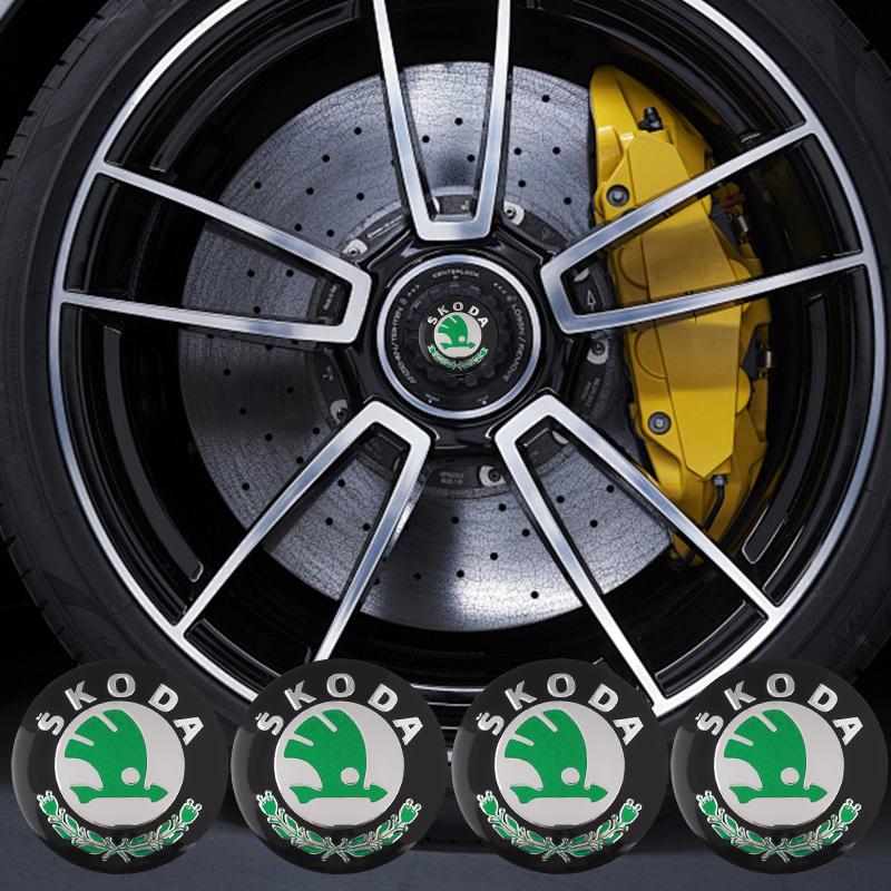 ADW1 4 Stück 56MM Auto Radnabendeckel Aufkleber Felgenabdeckungen Für Skoda Octavia Fabia Kamiq Kapoq Kodiaq Rapid Superb SCALA