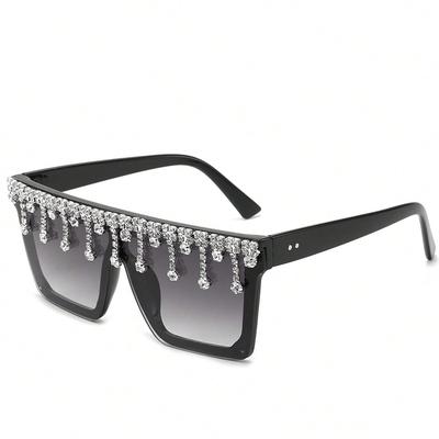 New Diamond-encrusted Sunglasses Hot Square Frame Integrated Sunglasses Large Frame Rice Staple Sunglasses 1913
