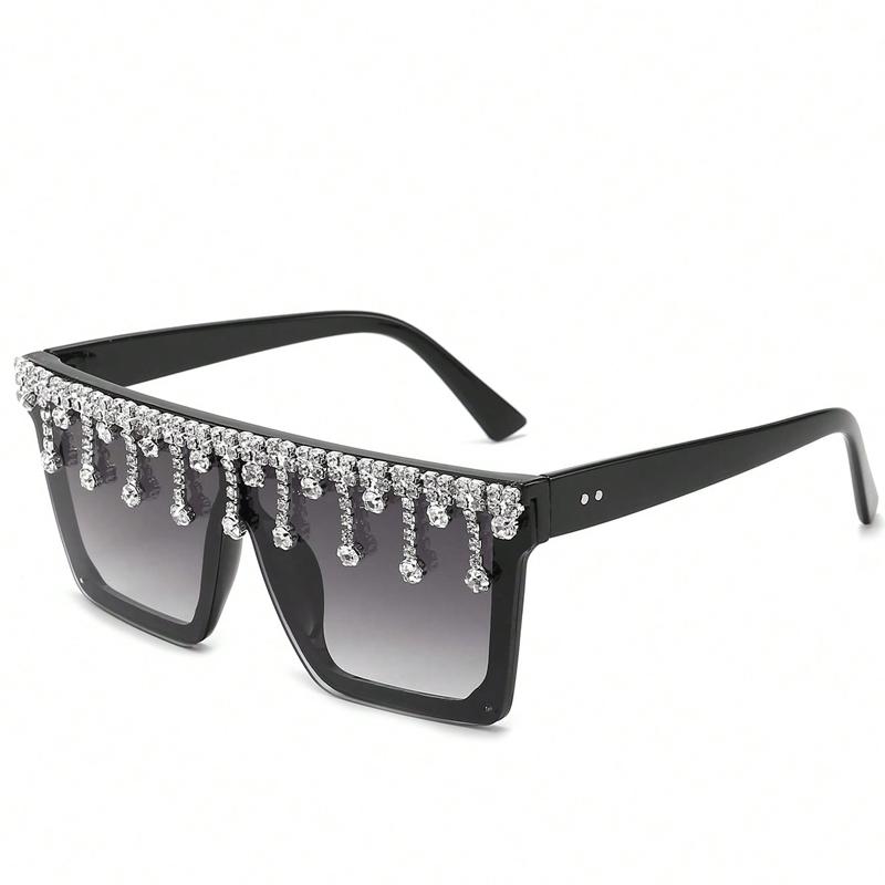 Nowe Okulary Przeciwsłoneczne z Kryształkami Kwadratowa Oprawka Zintegrowane Okulary Przeciwsłoneczne Duża Oprawka Okulary Przeciwsłoneczne Rice Staple 1913
