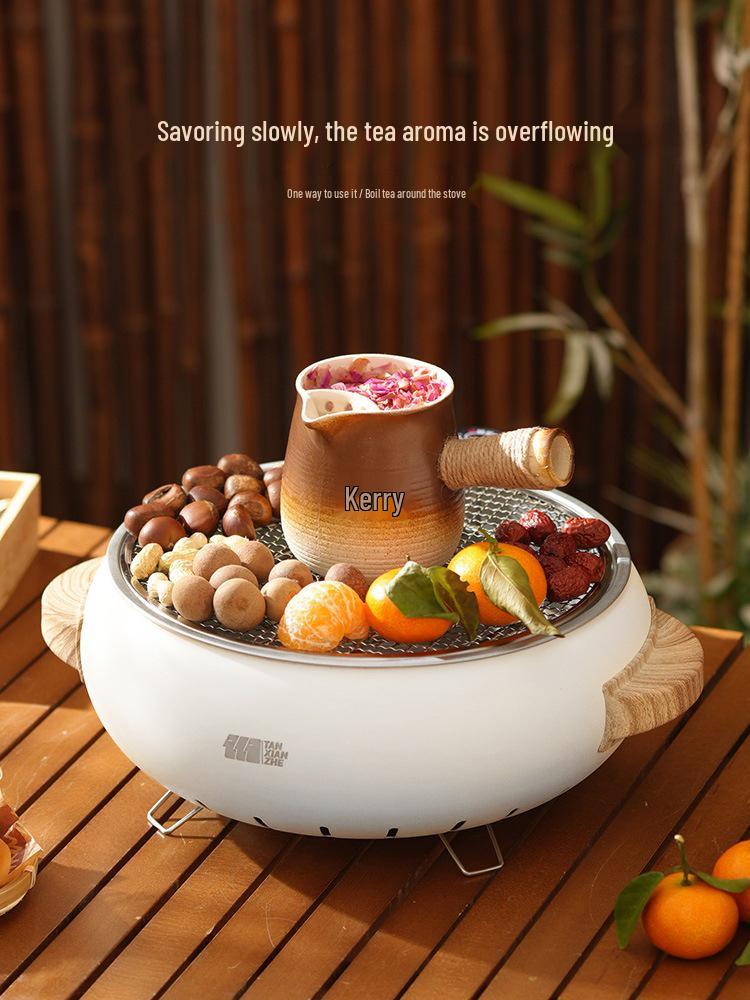 Dual-Use Electric Grill & Fire Pit: Indoor BBQ, Boiling, Baking, and Charcoal Stove Set