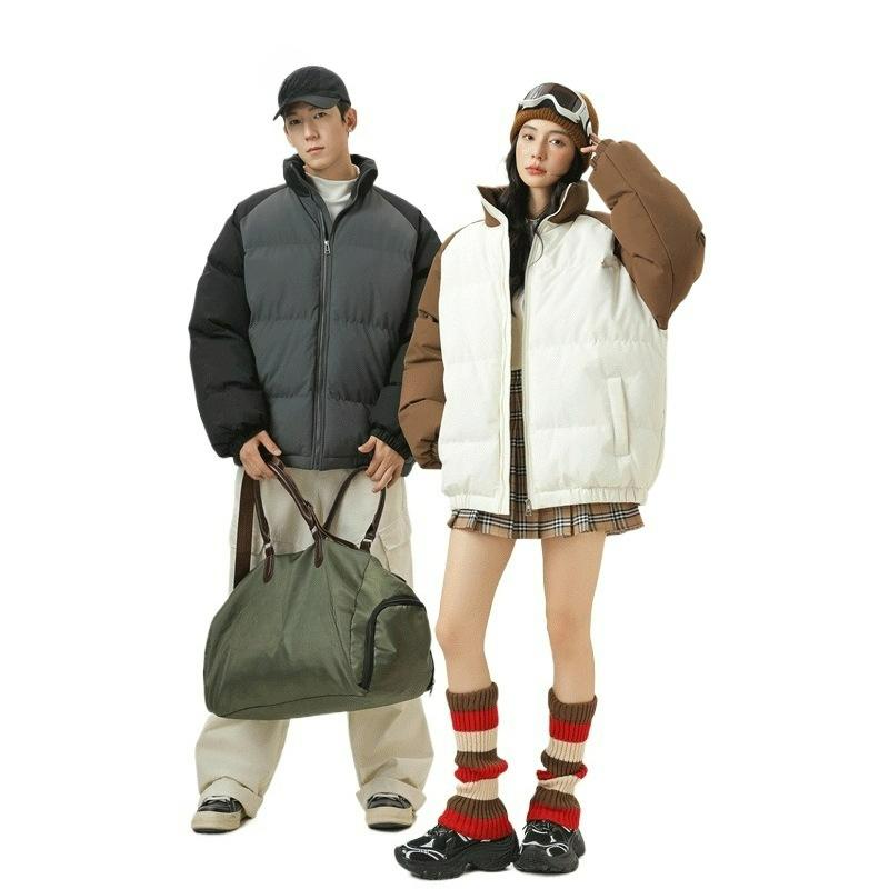 Cotton-padded Clothes for Men and Women with The Same Style In Winter, Stand-up Collar, Windproof, Thickened Cotton-padded Clothes, Color Matching