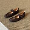 Sheepskin version~ Retro literary and artistic style with shallow mouth small single shoes women's simple leather comfortable flat Mary Jane shoes