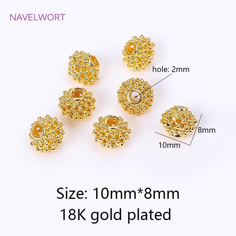 

10mm Brass 18K Gold Plated Hollow Spacer Beads For Bracelet Necklace Making,Separators For Beads,Beads For Jewelry Making 4 pieces