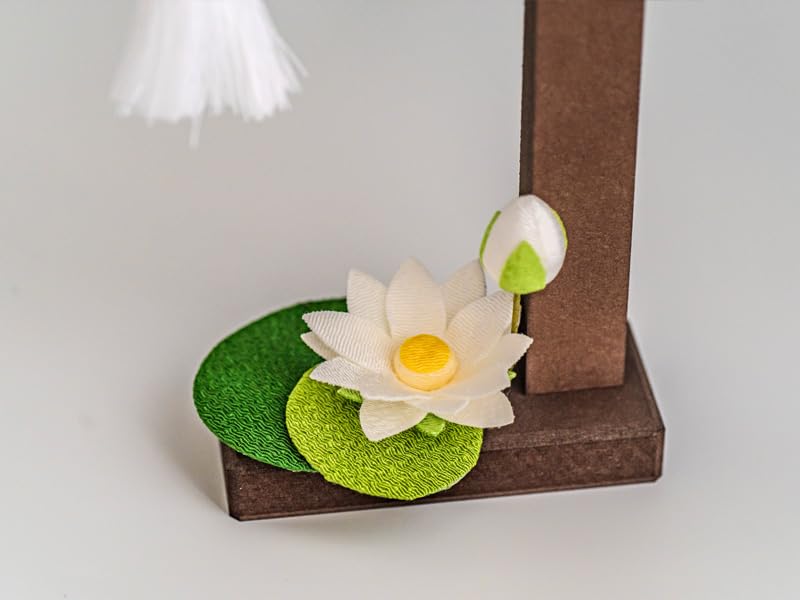 Obon Decorations: Chirimen Hanging Obon Lantern and Lotus Ornament (57-109) - Chirimen, Spirit Shelf, Obon Lantern, First Obon, New Obon, Made in