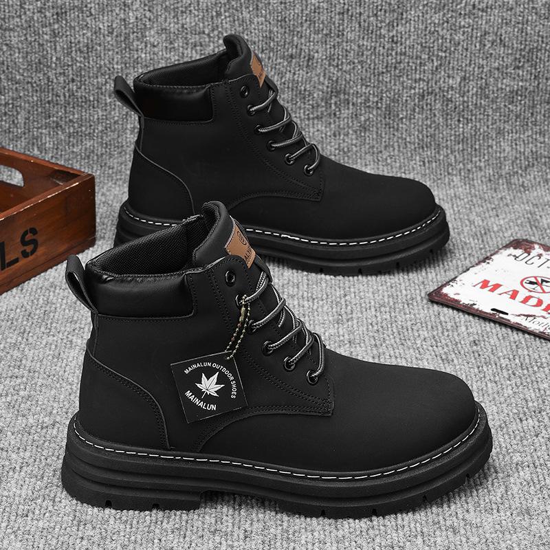 

Martin boots men s shoes winter high-top British style sports and leisure design niche ins youth trend tooling boots 39 чёрный
