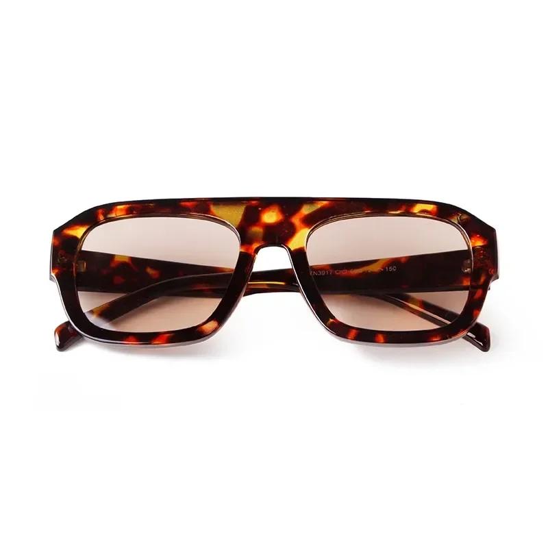 Vintage Yellow Oversized Square Sunglasses Women Men Luxury Designer Flat Top Tortoiseshell Sunglasses Lentes  Mujer S3917