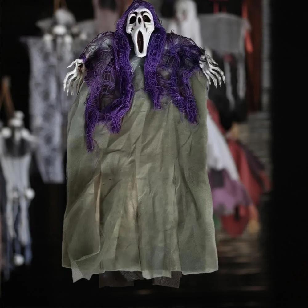 Halloween Hanging Skull Ghost Haunted House Decoration Horror Props Halloween Party Pendant Indoor Outdoor Home Door Bar Decor