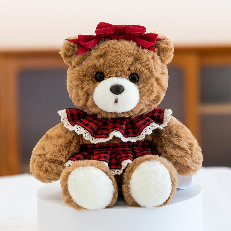 

Personalized Chocolate Bear Plush Toy - Cute Sitting Teddy Bear with Wearable Outfit 15cm 0.135kg