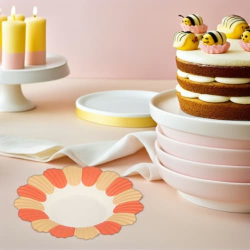 NOLITOY 50 Pieces Floral Paper Plates, Party Paper Plates, Deep Plates, Snack Plates, Dividers, Disposable Party Tableware, Paper Party Plates, BBQ Di