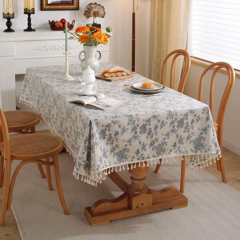 Waterproof And Oil-Proof Tablecloth Fabric Polyester-Cotton Small Fresh Famous Household Rectangular Dining Table Cloth Coffee Table Tablecloth