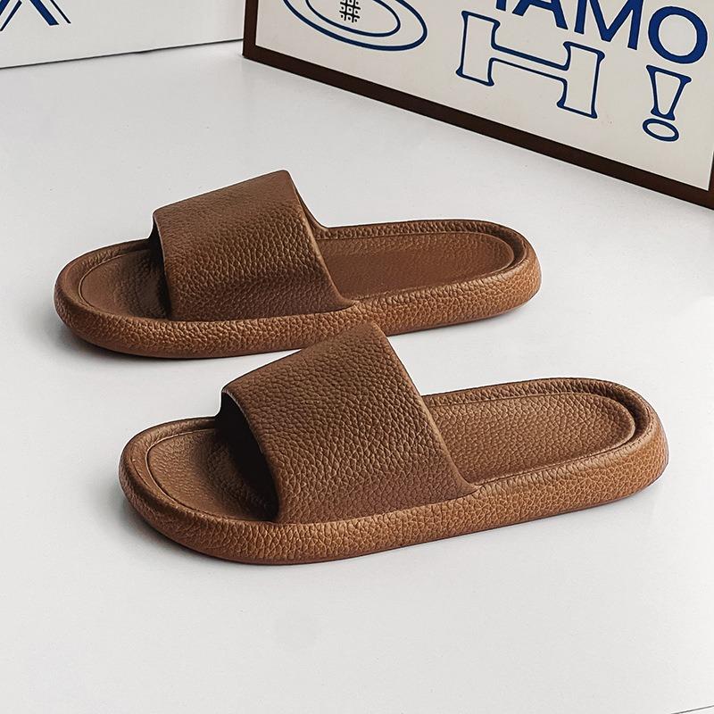 

Летние тапочки мягкая подошва домашние ванные комнатные банные нескользящие сандалии мужские прохладные тапочки водонепроницаемые 44-45 темно-коричневого