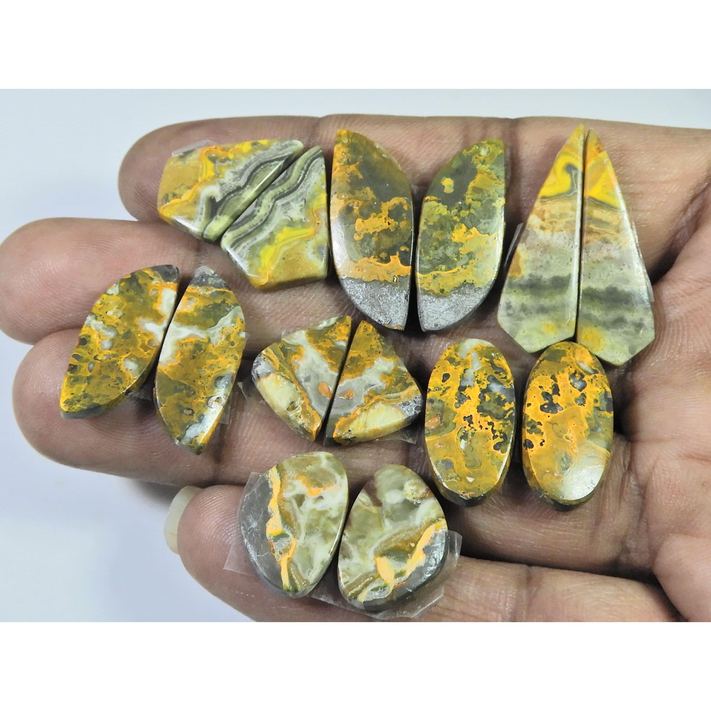

16-26 MM Natural Bumble Bee Jasper Pair Fancy Cabochon Gemstone 7 Pair Lot C-764