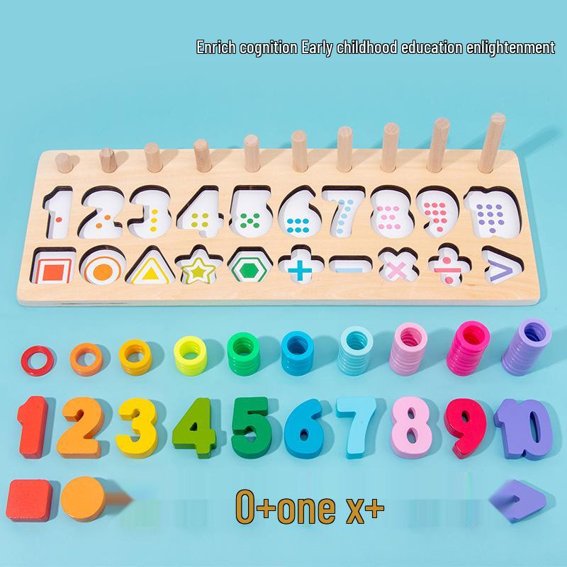 3-in-1 Wooden Number Shape Matching Puzzle for Early Education