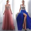 New Women's Wish Dress Deep Sleeveless Split Sequins Elegant Banquet Evening Dress