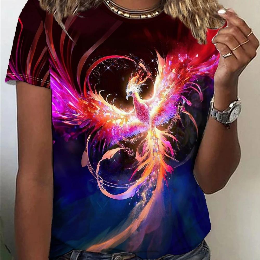 Summer Dragon Phoenix Cloud 3D Print T-shirts Women Streetwear Casual Fashion Short Sleeve T Shirt O-neck Tees Tops Clothing